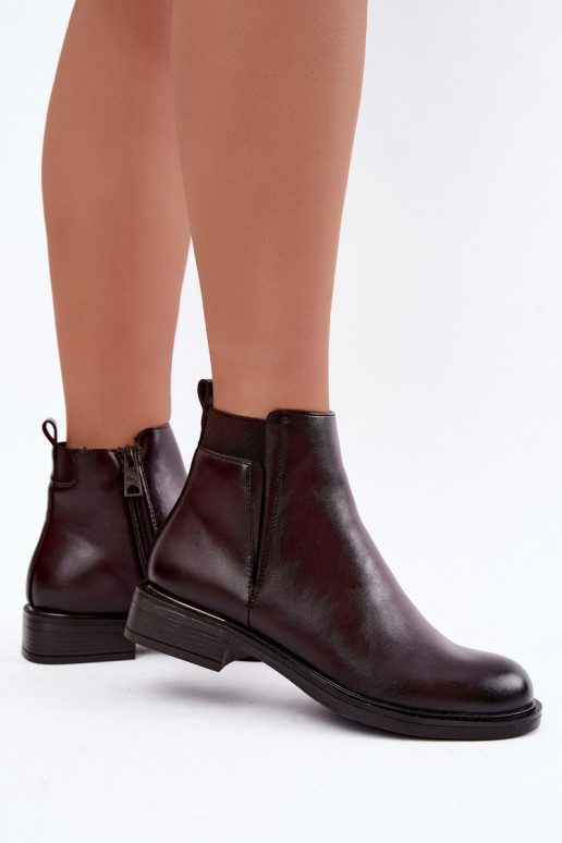 botins isolados femininos com saltos largos Vinceza 58690 em bordô