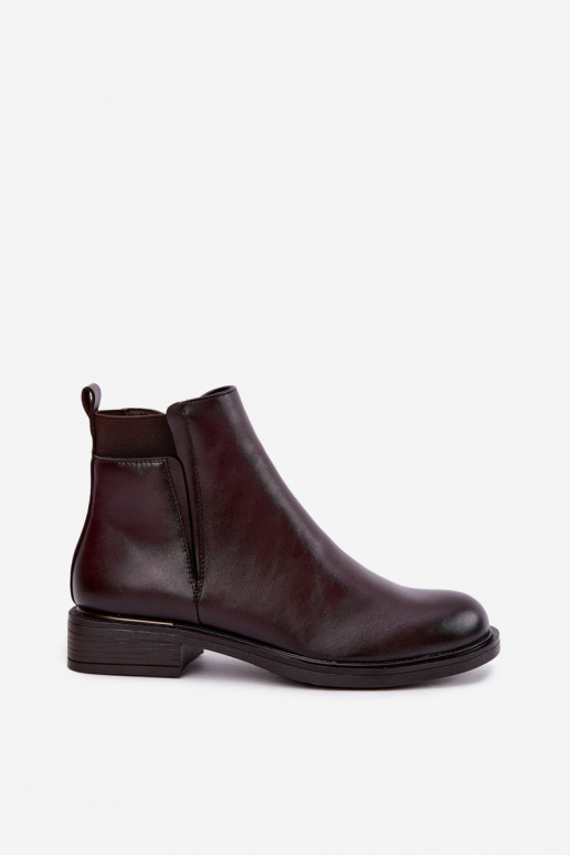 botins isolados femininos com saltos largos Vinceza 58690 em bordô