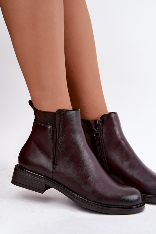 botins isolados femininos com saltos largos Vinceza 58690 em bordô