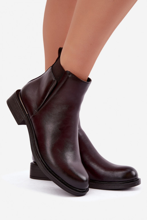 botins isolados femininos com saltos largos Vinceza 58690 em bordô