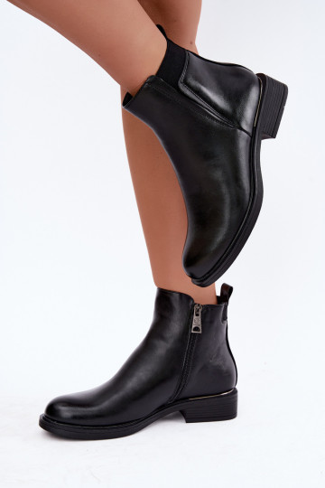 botins isolados femininos com saltos largos Vinceza 58690 em preto