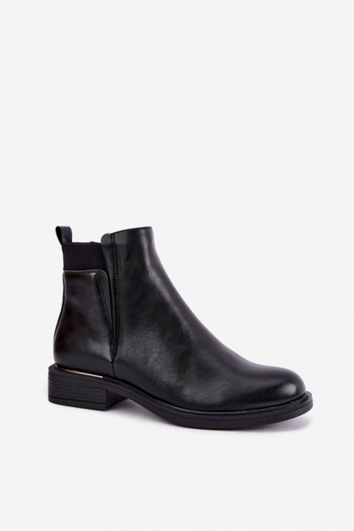botins isolados femininos com saltos largos Vinceza 58690 em preto