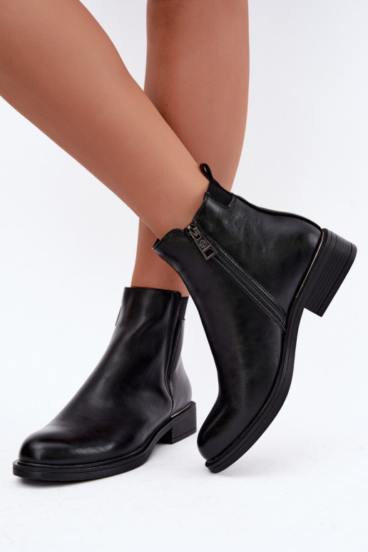 botins isolados femininos com saltos largos Vinceza 58690 em preto
