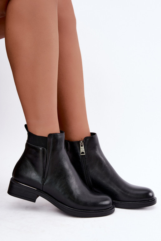 botins isolados femininos com saltos largos Vinceza 58690 em preto