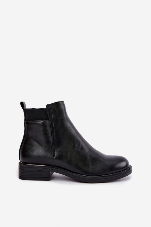 botins isolados femininos com saltos largos Vinceza 58690 em preto