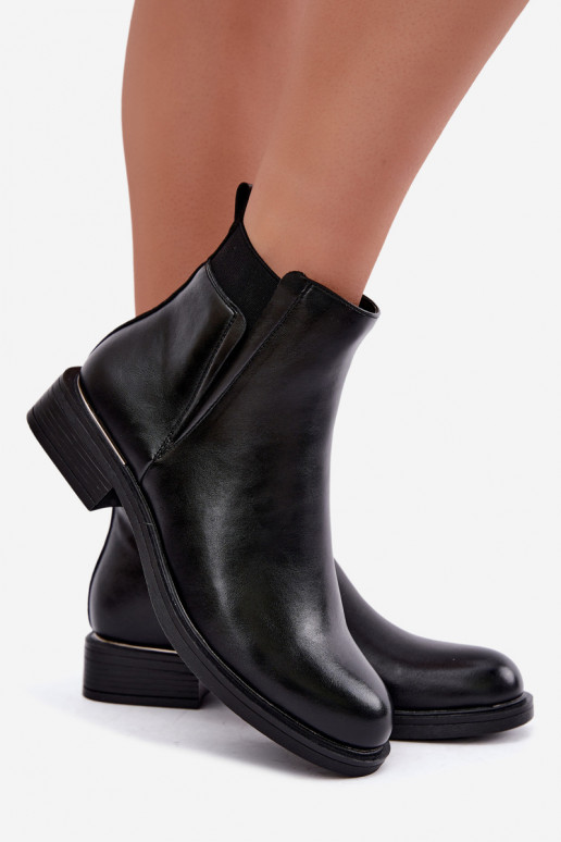botins isolados femininos com saltos largos Vinceza 58690 em preto