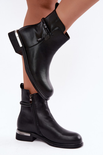 botins isolados femininos com saltos decorados D&A MK62-7025 em preto