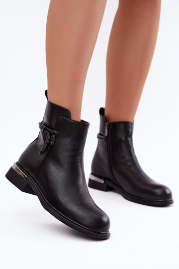 botins isolados femininos com saltos decorados D&A MK62-7025 em preto 2