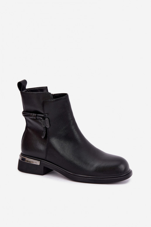 botins isolados femininos com saltos decorados D&A MK62-7025 em preto