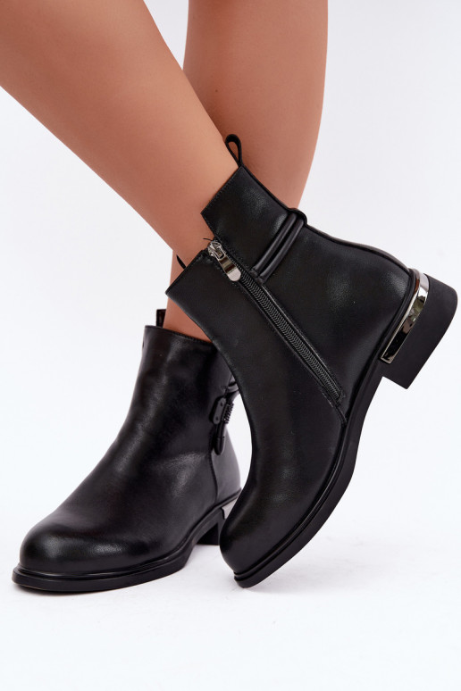 botins isolados femininos com saltos decorados D&A MK62-7025 em preto
