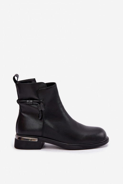 botins isolados femininos com saltos decorados D&A MK62-7025 em preto