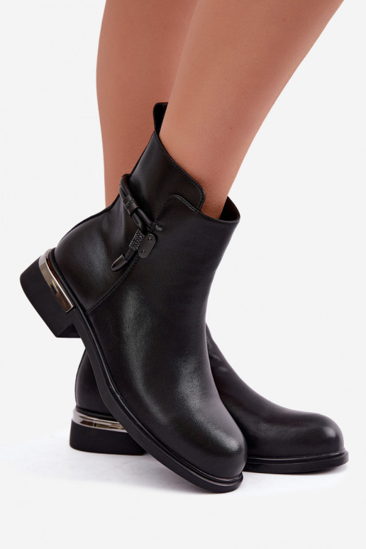 botins isolados femininos com saltos decorados D&A MK62-7025 em preto