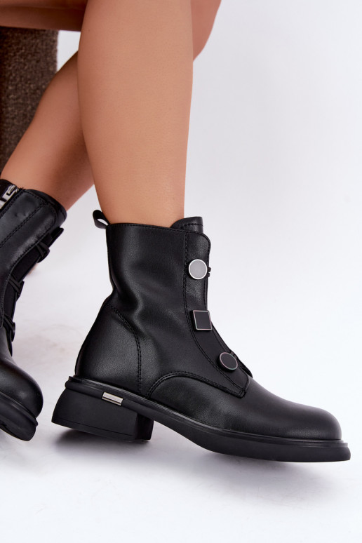 botins isolados com detalhes geométricos D&A MK62-7030 em preto