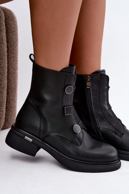 botins isolados com detalhes geométricos D&A MK62-7030 em preto