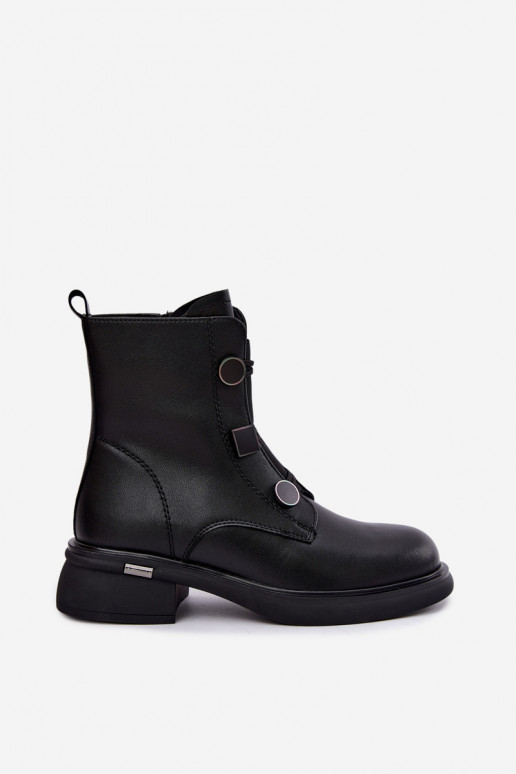 botins isolados com detalhes geométricos D&A MK62-7030 em preto