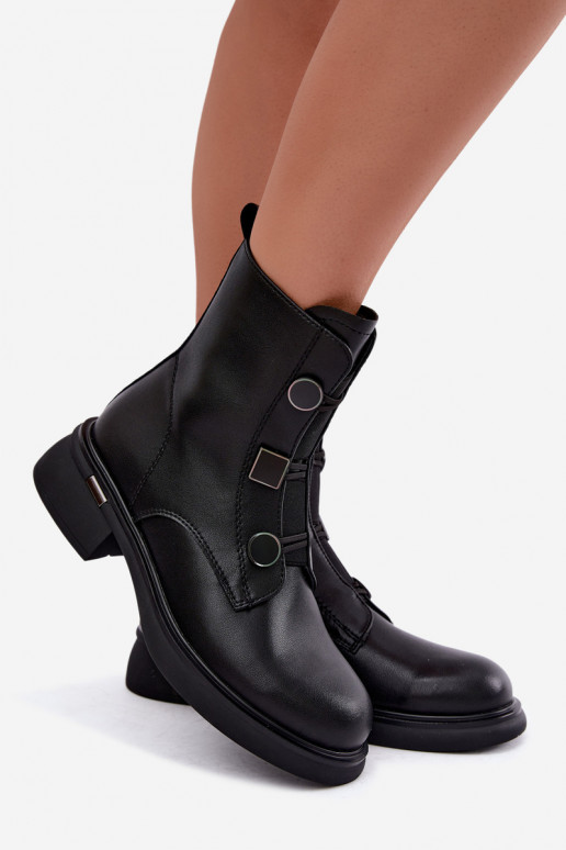 botins isolados com detalhes geométricos D&A MK62-7030 em preto