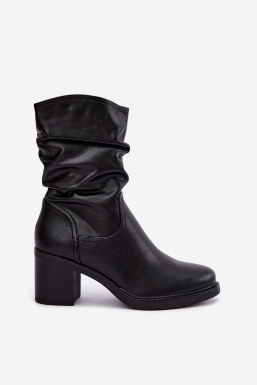 botins isolados com babados e saltos Sergio Leone BT-60 em preto