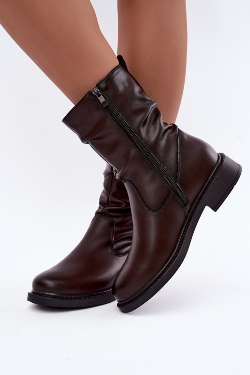 botins isolados enrugados com saltos largos Sergio Leone BT-08 em chocolate