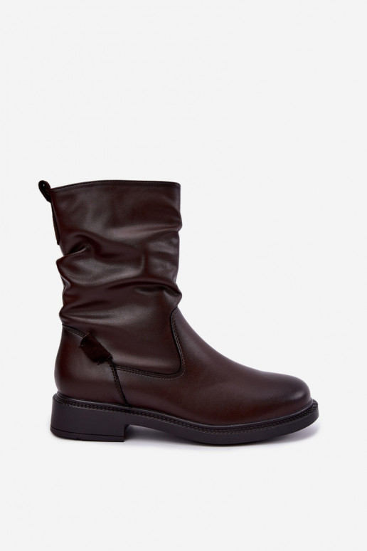 botins isolados enrugados com saltos largos Sergio Leone BT-08 em chocolate