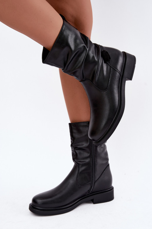 botins isolados enrugados com saltos largos Sergio Leone BT-08 em preto