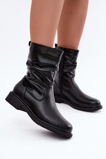 botins isolados enrugados com saltos largos Sergio Leone BT-08 em preto 2