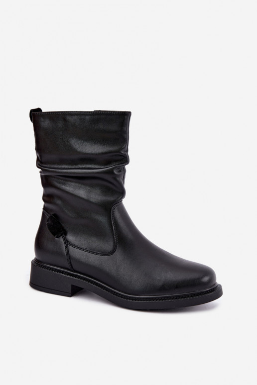 botins isolados enrugados com saltos largos Sergio Leone BT-08 em preto