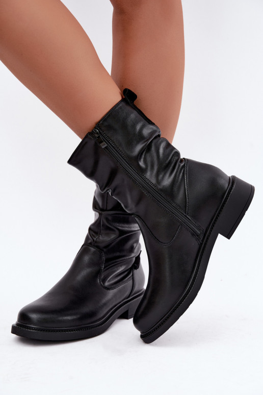 botins isolados enrugados com saltos largos Sergio Leone BT-08 em preto
