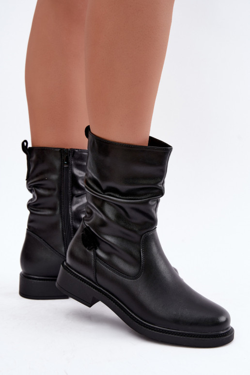 botins isolados enrugados com saltos largos Sergio Leone BT-08 em preto