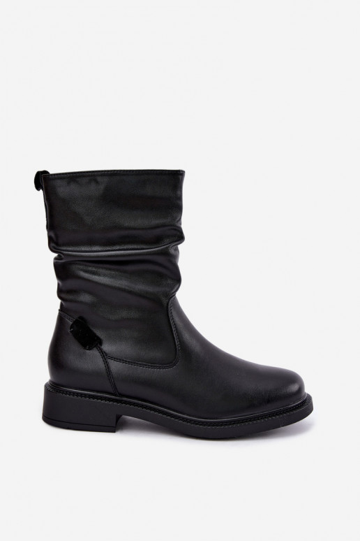 botins isolados enrugados com saltos largos Sergio Leone BT-08 em preto