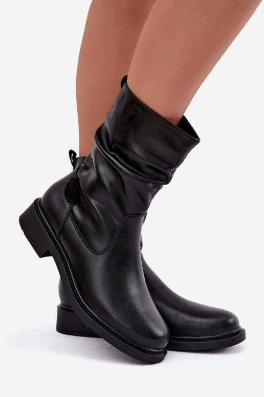 botins isolados enrugados com saltos largos Sergio Leone BT-08 em preto