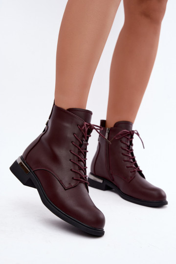 Botins de couro isolados com saltos largos na cor bordô Vinceza 86450 2