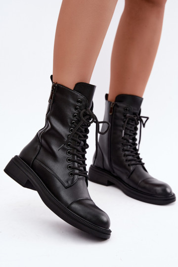 Botins de couro isolados tipo botas na cor preta Vinceza 86443 2