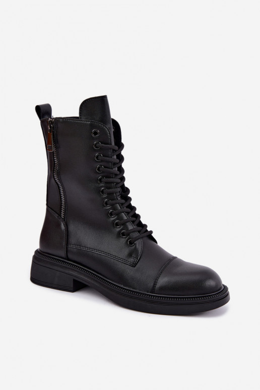 Botins de couro isolados tipo botas na cor preta Vinceza 86443