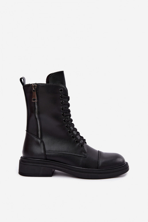 Botins de couro isolados tipo botas na cor preta Vinceza 86443