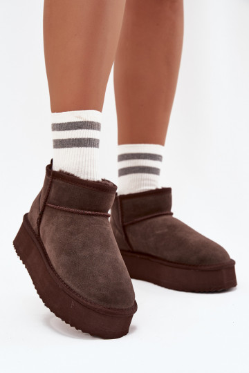 Botas de neve femininas em camurça sintética com plataforma Vinceza 97962 na cor chocolate 2