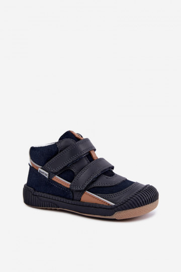 Sapatos infantis de couro azul escuro Bartek 8631676