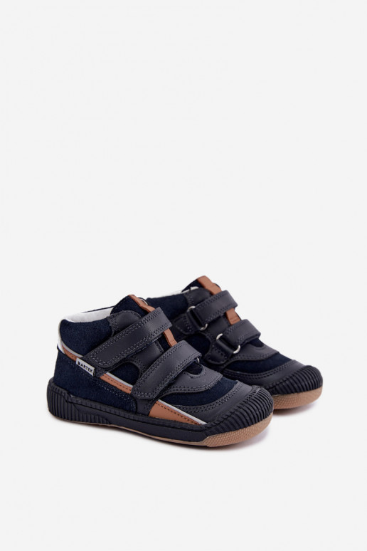 Sapatos infantis de couro azul escuro Bartek 8631676