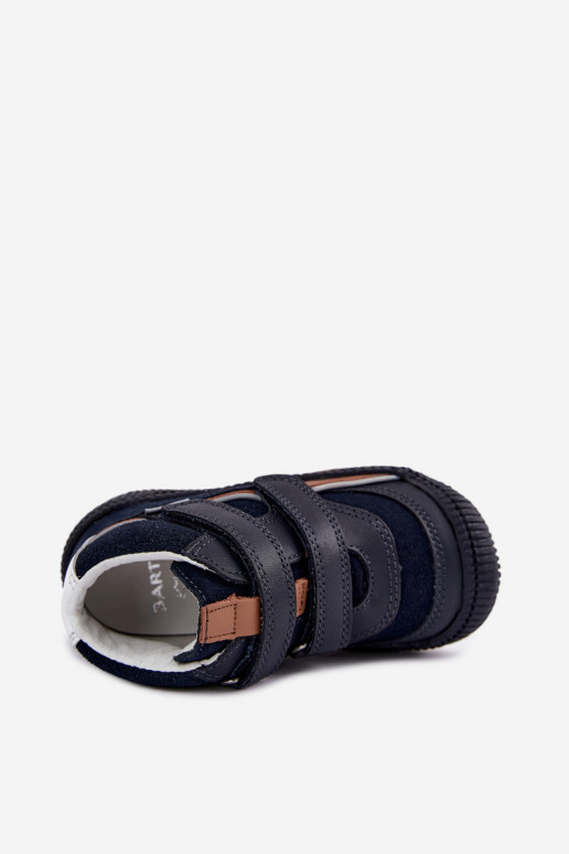 Sapatos infantis de couro azul escuro Bartek 8631676