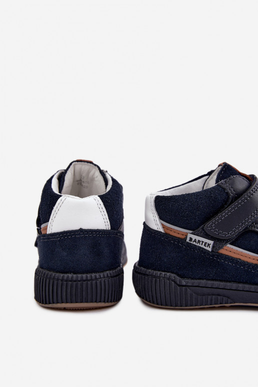 Sapatos infantis de couro azul escuro Bartek 8631676