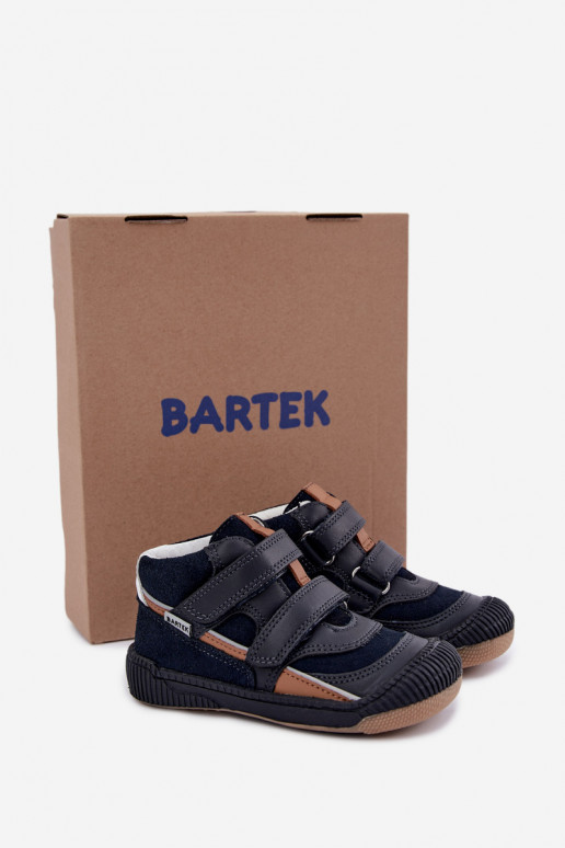 Sapatos infantis de couro azul escuro Bartek 8631676