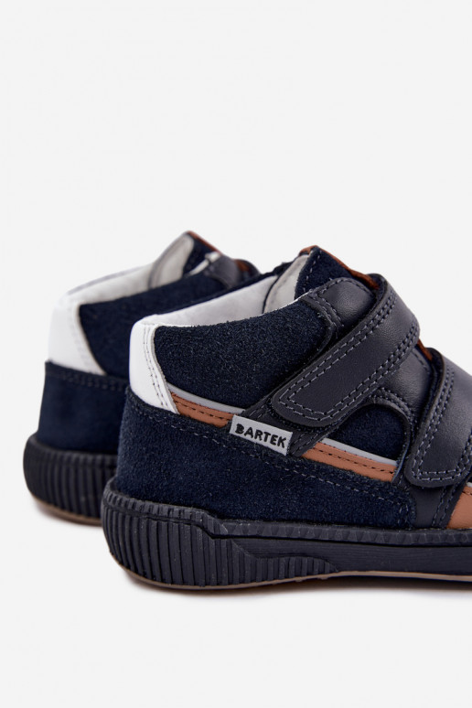 Sapatos infantis de couro azul escuro Bartek 8631676