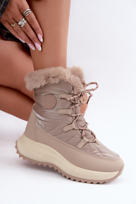 Botas de neve color areia com plataforma e pelagem Big Star UU274221