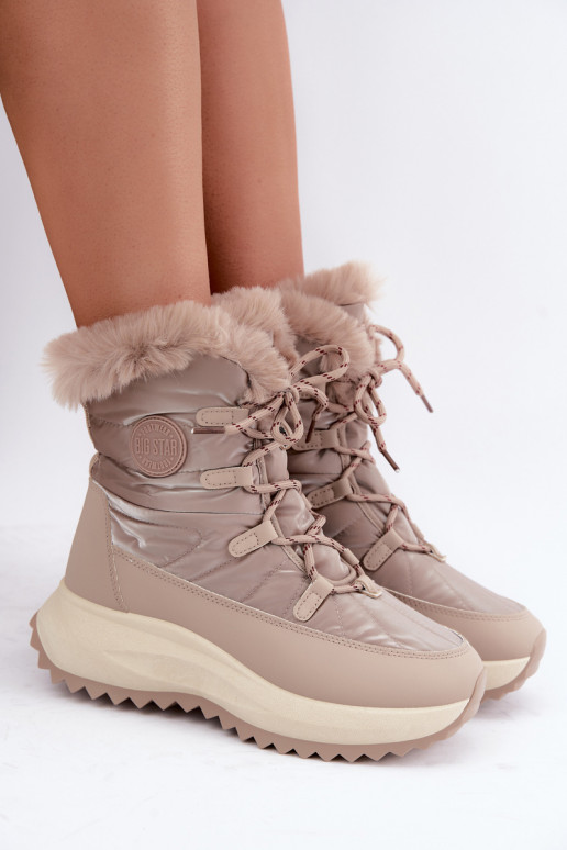 Botas de neve color areia com plataforma e pelagem Big Star UU274221