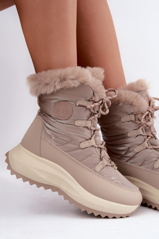 Botas de neve color areia com plataforma e pelagem Big Star UU274221