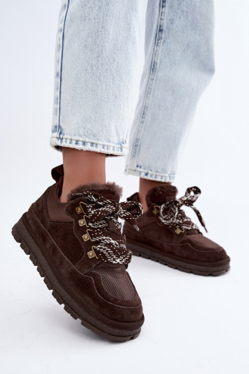 Botas de neve com atacadores de camurça sintética GOE UU2N4921 CzekoladoĮe