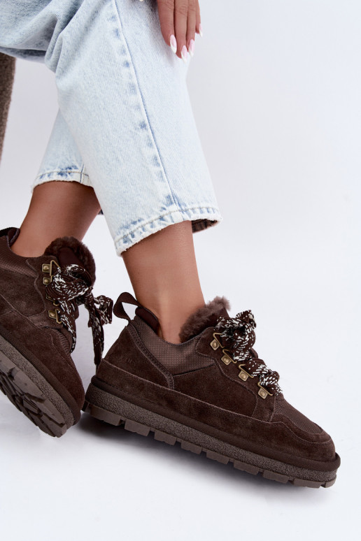 Botas de neve com atacadores de camurça sintética GOE UU2N4921 CzekoladoĮe