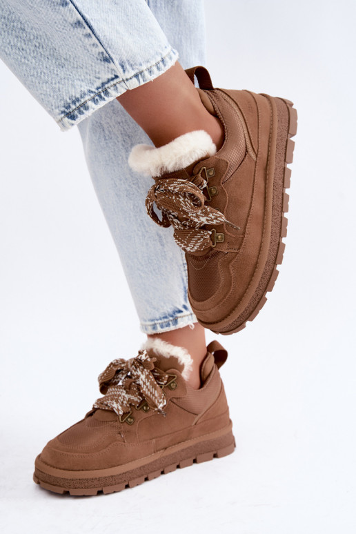Botas de neve marrons com atacadores de camurça sintética GOE UU2N4922