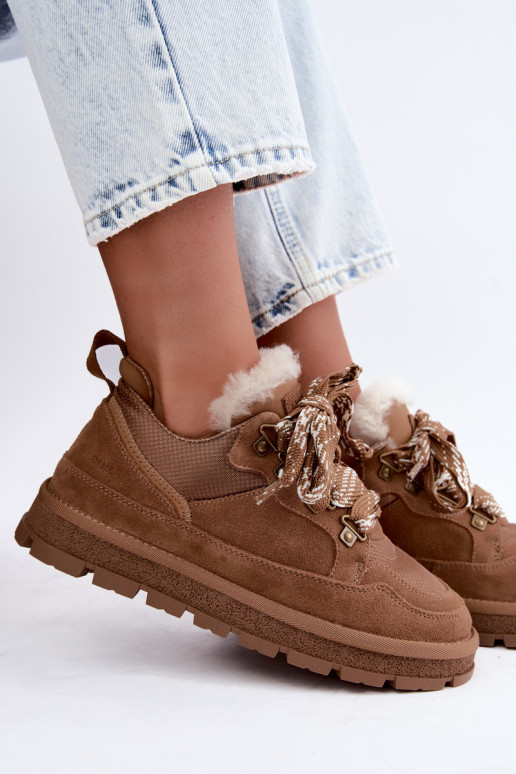 Botas de neve marrons com atacadores de camurça sintética GOE UU2N4922