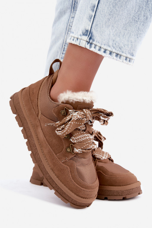 Botas de neve marrons com atacadores de camurça sintética GOE UU2N4922