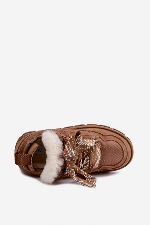 Botas de neve marrons com atacadores de camurça sintética GOE UU2N4922